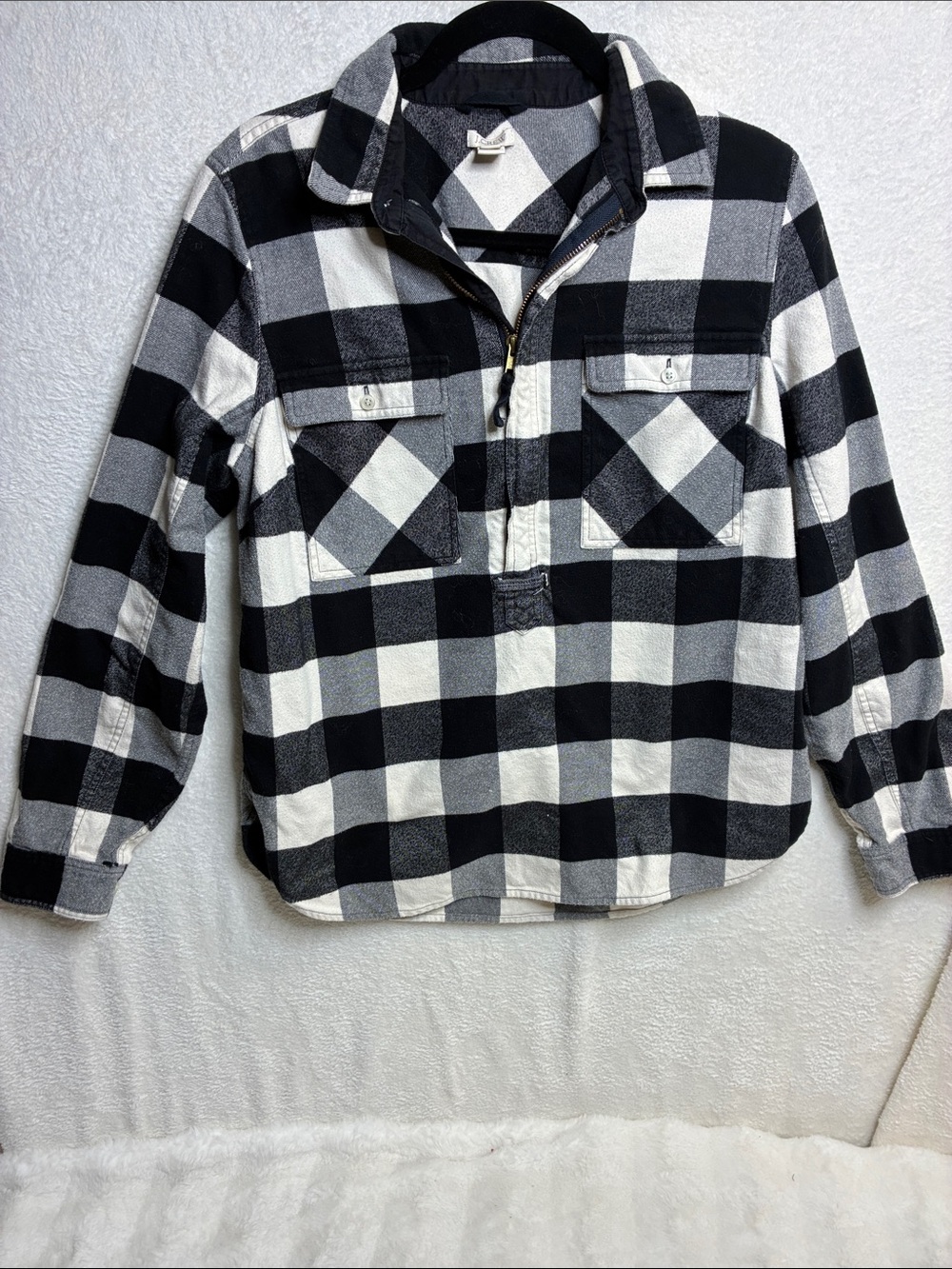 J. Crew Black and White Buffalo Plaid Button-Down Shirt